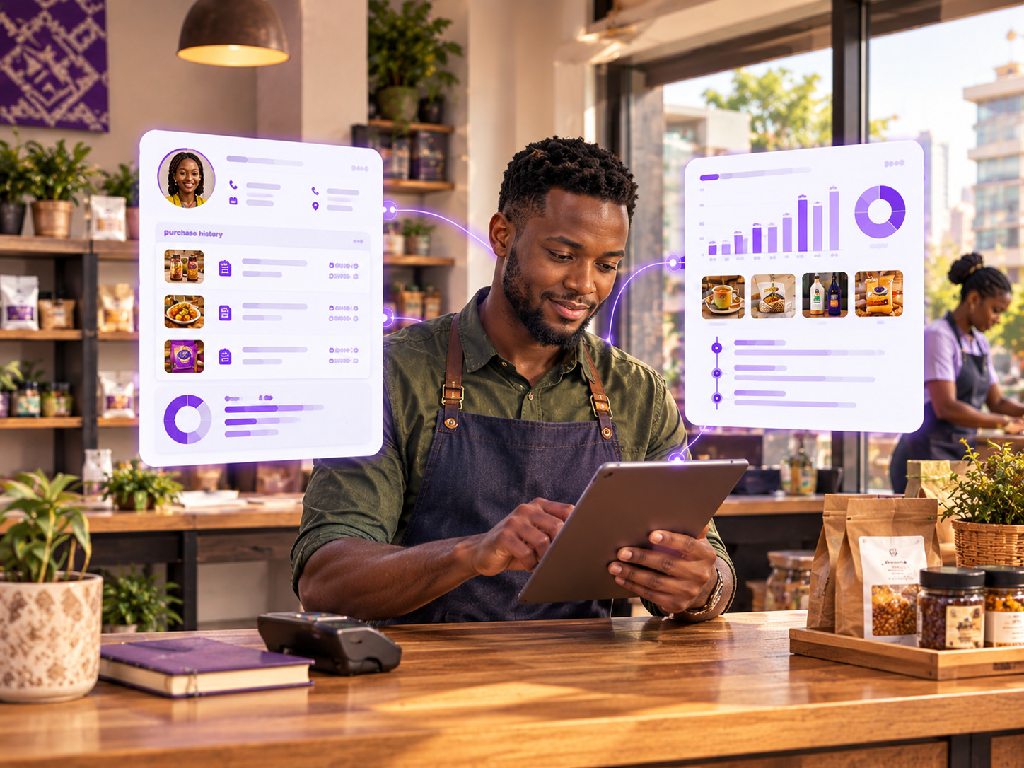 African business owner working in a real business environment